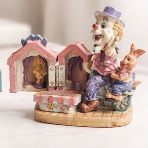 Whimsical Clown Figurine with Pink and Purple Details